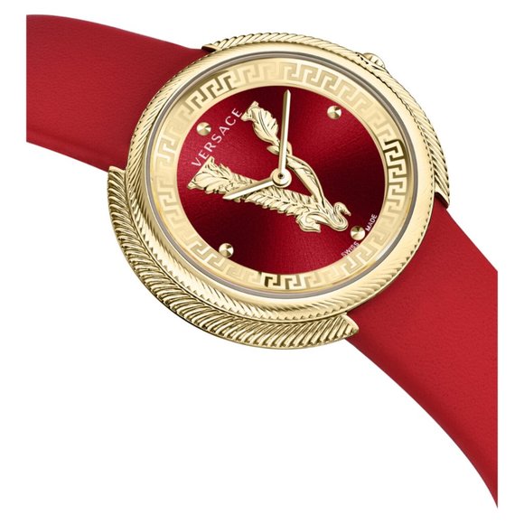 Versace Red Strap Gold Womens Greca Watch main image 4